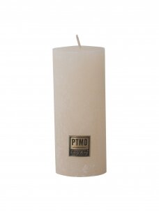 "Creamy white" PTMD cilindrinė rustic žvakė | 12 cm