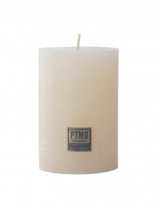 "Creamy white" PTMD cilindrinė rustic žvakė | 10 cm